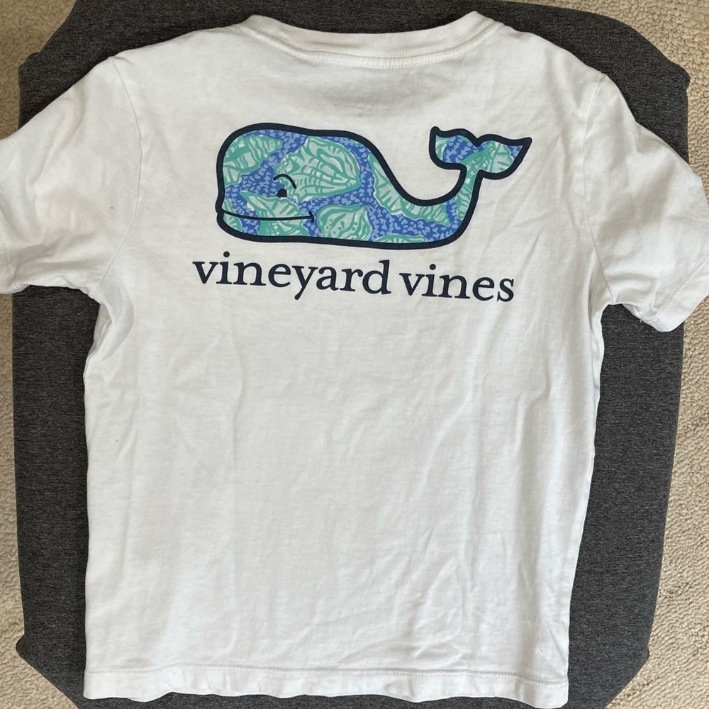Boys' Coral Whale Short-Sleeve Pocket Tee. Authentic, pre-owned.